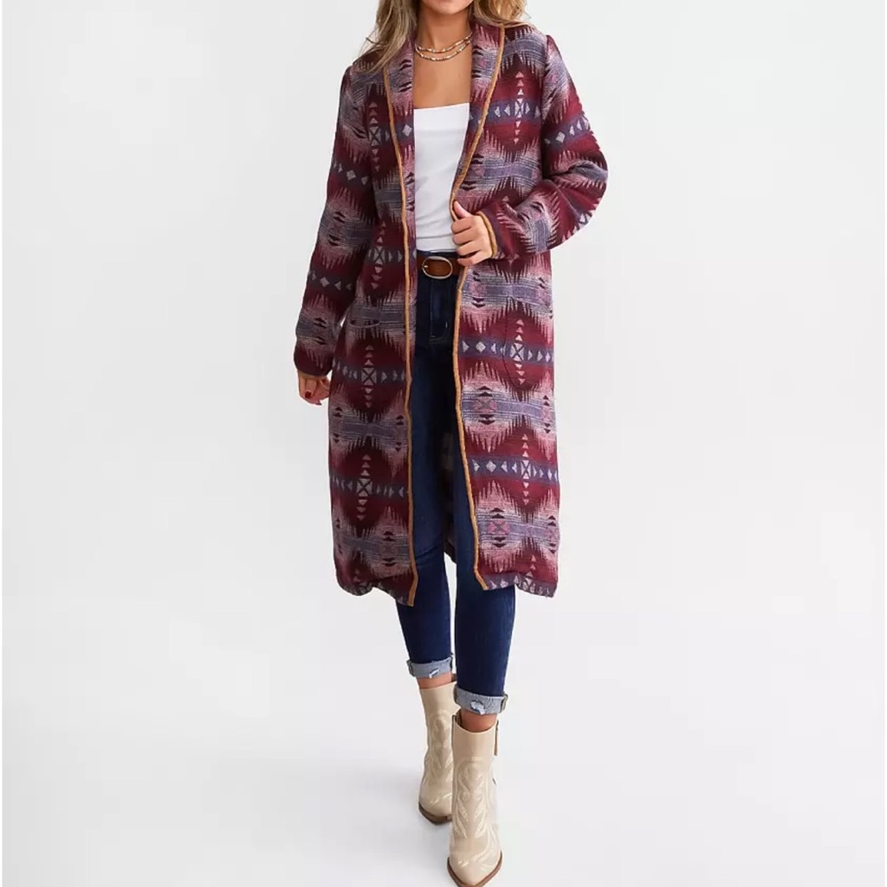Ariat Women's Purple and Red Patterned Cardigan - Picture 2 of 8